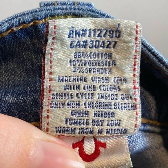 True Religion Light Wash Distressed Low Rise Straight Leg Jeans - Picture 5 of 5